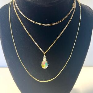 Vintage 1 Cookie Lee dainty Chain & 1 Unbranded Pear Shape Pendant Necklace